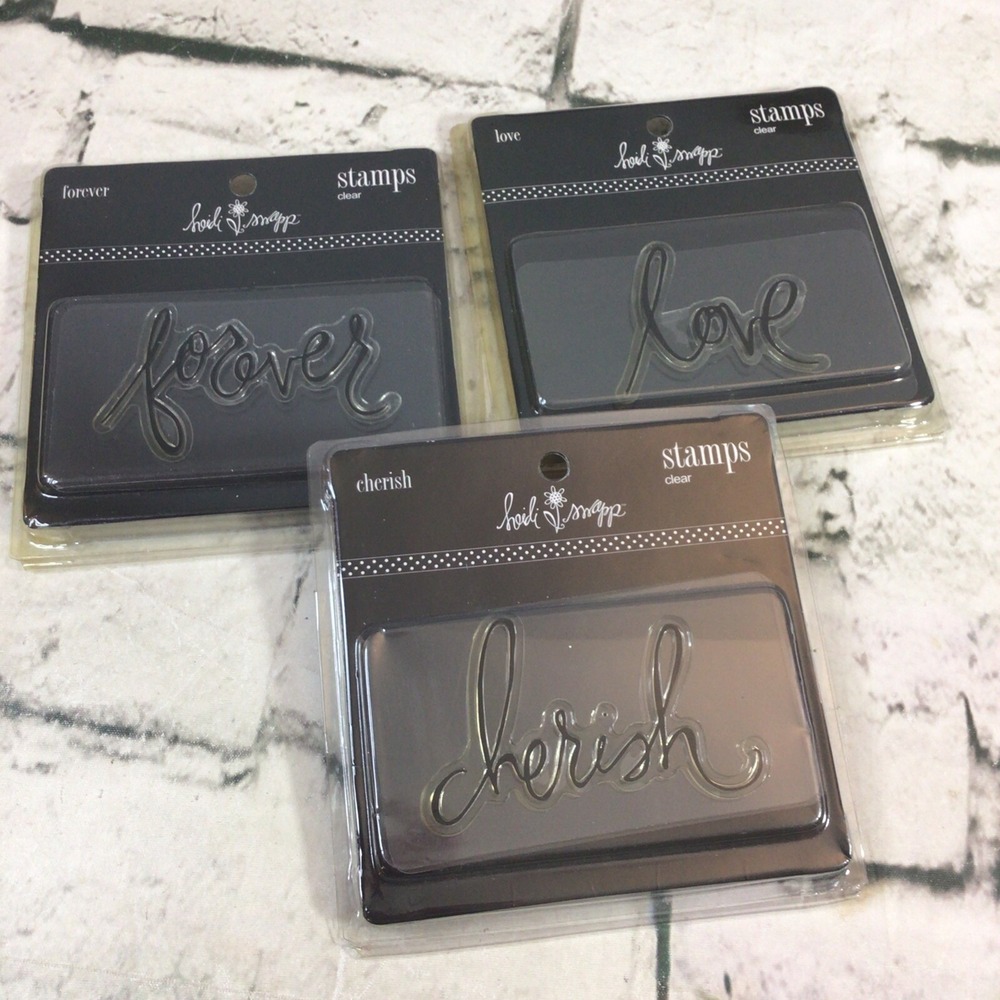 HEIDI SWAPP CLEAR ACRYLIC ART STAMPS CRAFTS CARDS LOT 3 Cherish Love Forever NEW